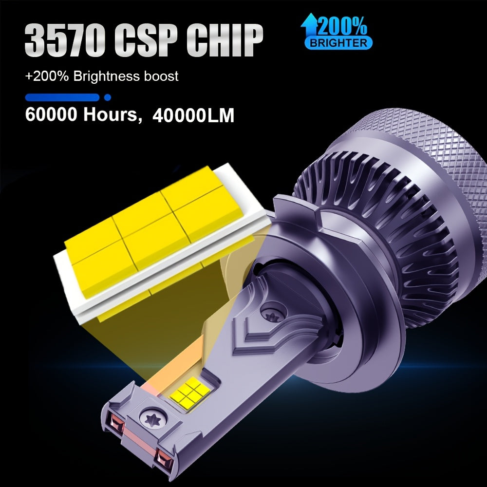 2PCS LED Car Lights - H7/H4/H1/H11, 9005/9006/9012 - 40000LM, 6500K Cool White Light, High/Low Beam, Plug-and-Play, for Enhanced Visibility and Safety, No Battery Needed, 5-Minute Installation
