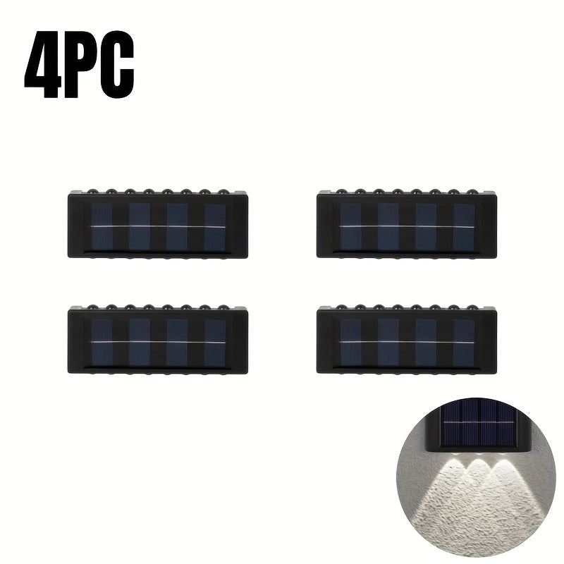 Set of 4 Solar Outdoor Garden Lights! Equipped with 12/16 LED Lights, Two-Way Wall Illumination, IP44 Rating, Easy Installation! Made of Durable Plastic, Perfect for Illuminating Outdoor Paths in Your Garden, Pathway Light, Solar Design