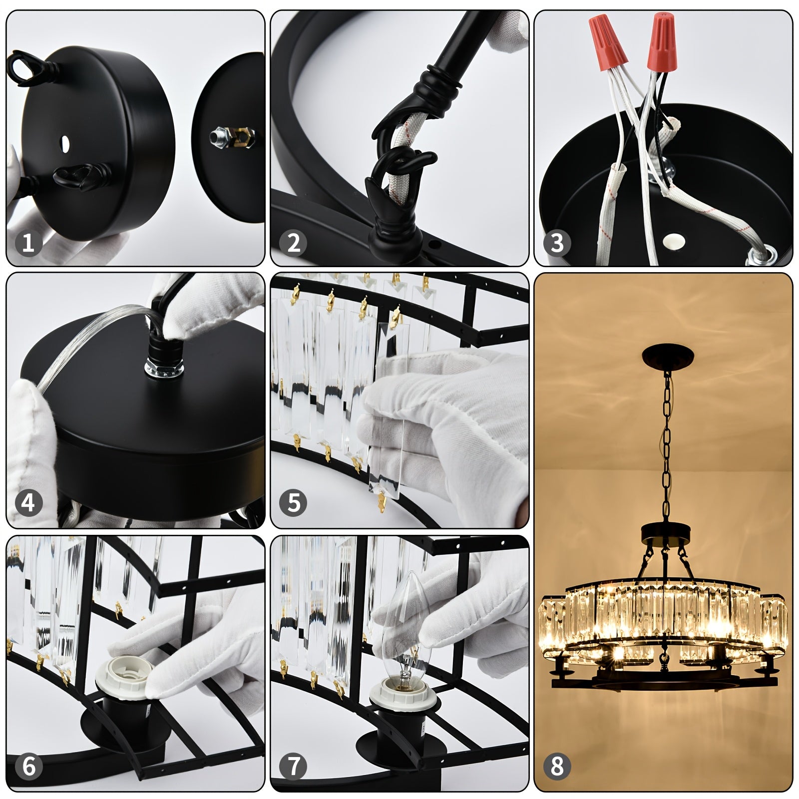 Black Crystal Chandelier 6-Light