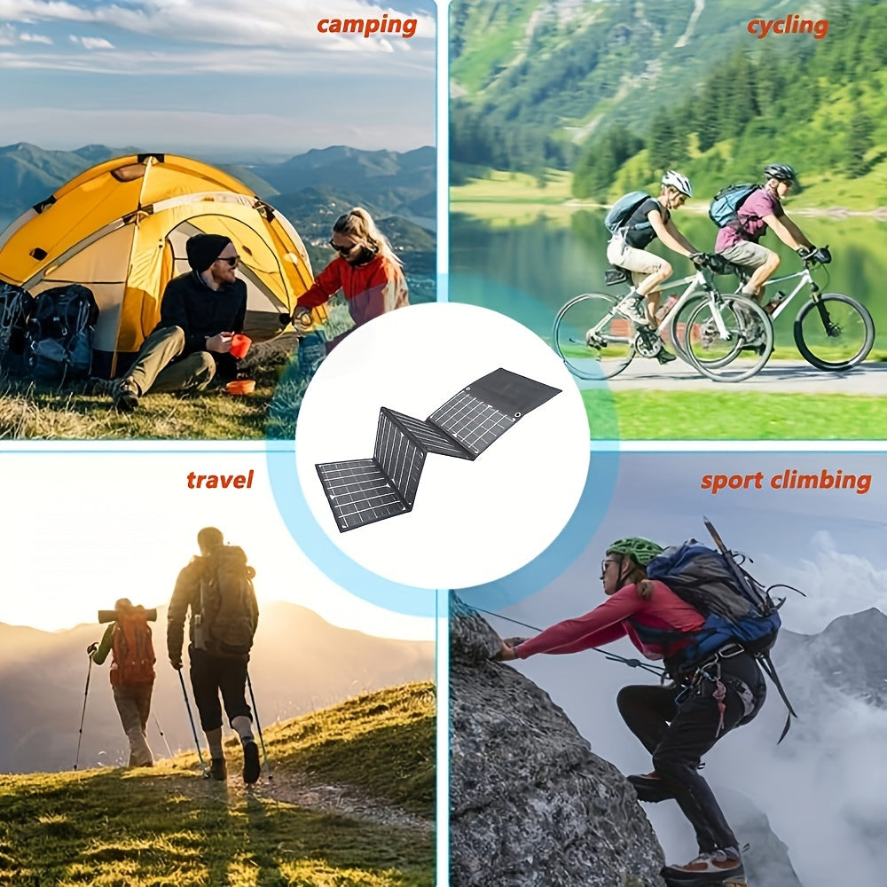 30W Portable Foldable Solar Charger Panel, Lightweight, USB Connector with Carabiners, Solar Powered Travel Charger for Mobile Phones - Outdoor Emergency Power Supply