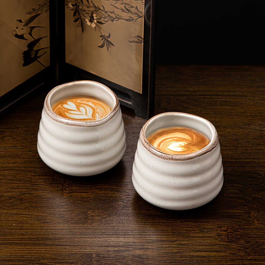 4pcs 130ml/5.4oz Japanese Retro Style Ceramic Tea Cup, Sake Cup Small Tea Cup, Espresso Cup, Handleless Porcelain Coffee Cup, Chinese Kung Fu Tea Cup Zen Style, Ideal for Home Tableware, Best Gift for Friends and Family