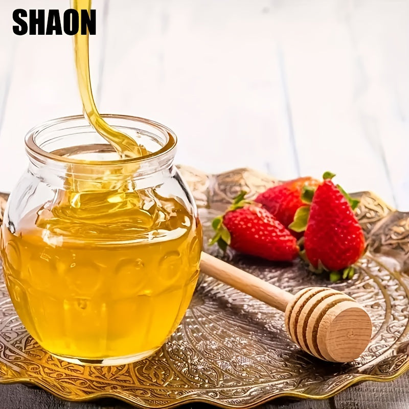One Wooden Honey Dipper – Honeycomb Dripper, Long-Handled Stirrer for Honey, Syrup & Jam – Kitchen Utensil & Stirring Tool for Syrups, Maple Syrup or Any Non-Oily Stretchy Foods – Perfect for Homemade Honey