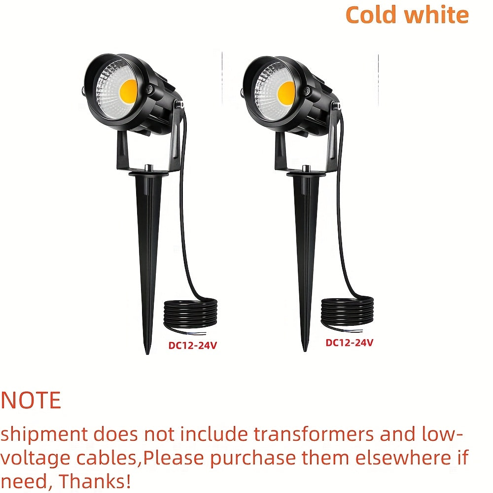 2/4/6/8/10 pcs low voltage LED landscape light | 6W, 12V-24V, outdoor Christmas spotlight, warm white, cool white, IP66 lighting lamp suitable for gardens, paths, walls, trees, flags