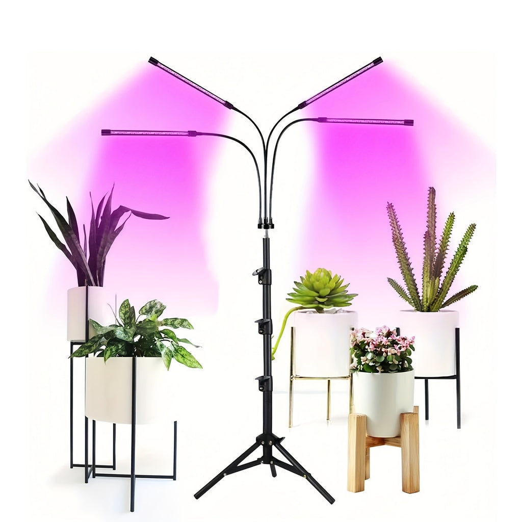 4-Head LED Plant Grow Light, Full Spectrum 3 Modes Adjustable Support Indoor Grow Lamp Home Commercial Large Coverage for Plant Night Growth