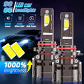 2-Pack Car LED Headlight Bulbs H1/H4/H7/H18/H8/H9/H11/H16/9005/HB3/9006/9012 1000% Brightness Increase No Battery High/Low Beam Integrated 60000 Lumens 7500K Color Temperature 12V-24V Voltage Fast Heat Dissipation Plug-and-Play H7 Model LED