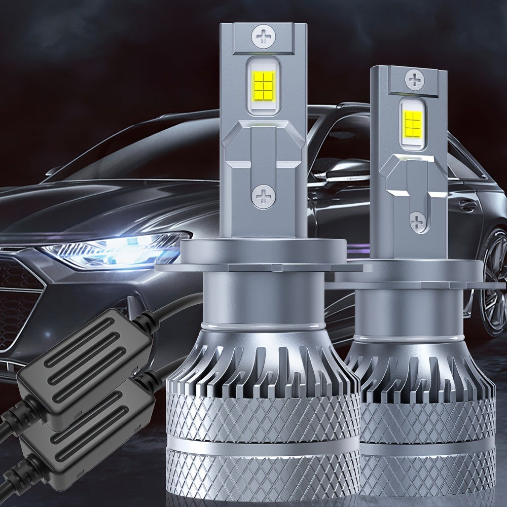 2-Pack LED Car Headlight Bulbs - Model O122, 6500K Color Temperature, with CANbus External Driver, Compatible with H1, H4, H7, H11, 9005, 9006, 9012 Sockets. 210W High Power Bulbs, 28200 Lumens Brightness, 600% Brightness Increase