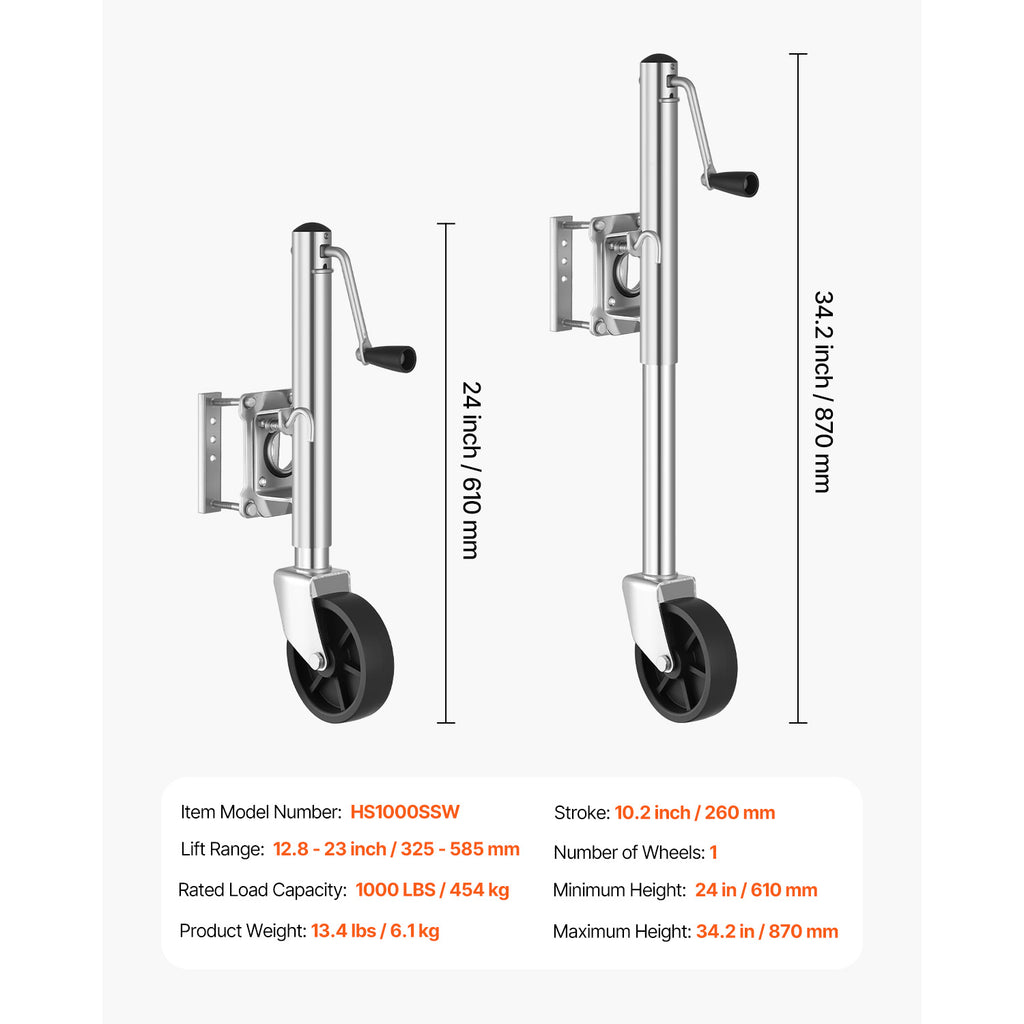VEVOR Boat Trailer Crane Marine Heavy Duty Swivel Mount Tongue Crane 1000-2000 Lbs Load Capacity