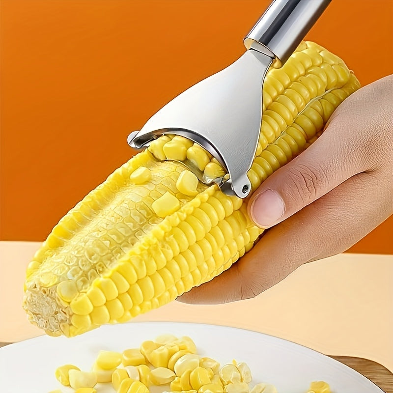 1PC Corn Husker & Vegetable Peeler, Multipurpose Ergonomic Kitchen Tool with Serrated Blade, Fast & Safe Food Prep, Metal Material