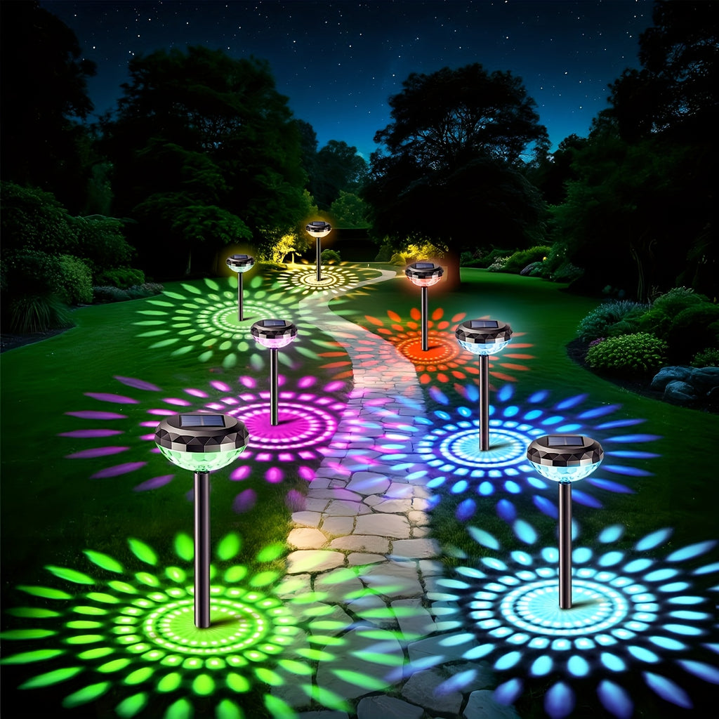6-Piece Solar Courtyard Light, Outdoor Courtyard Path Light Shadow Light, Festival Wedding Atmosphere Decoration, Dusk to Dawn, Suitable for Garden, Courtyard, Path Festival Decoration, Wedding Atmosphere Decoration