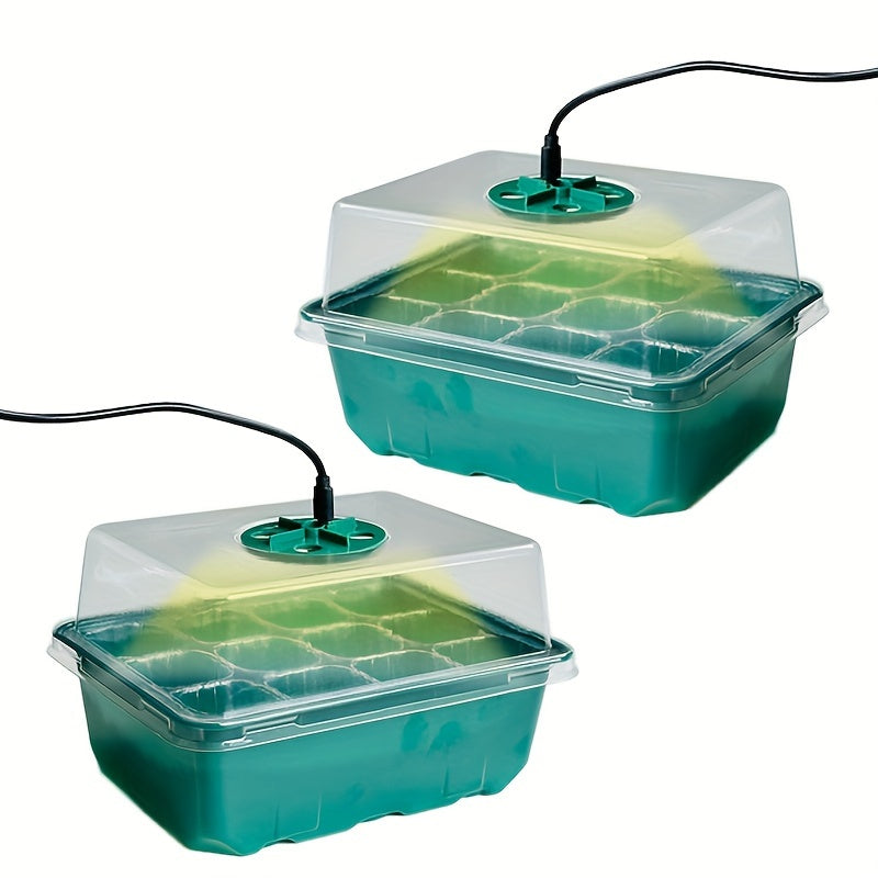 1/2/3/4/5-Pack Seedling Tray Kit with Grow Light – 12/24/36/48/60 Cells Tray with Adjustable Brightness & Humidity Control; Hydroponic Wheatgrass Seedling Starter Kit, Ideal for Grow Light Cultivation