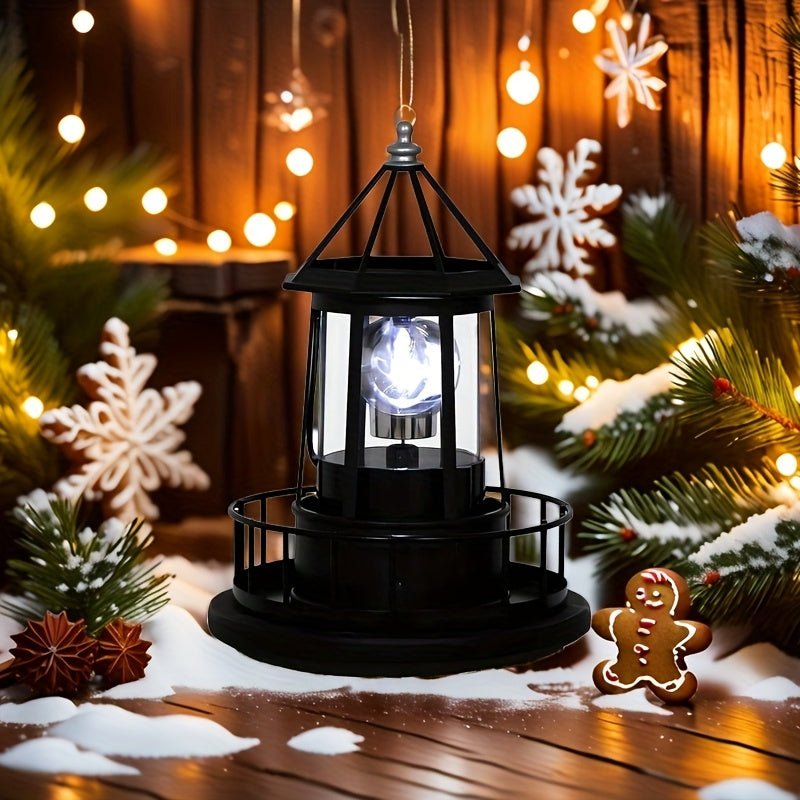 Solar Lighthouse, Solar Beacon Tower with Rotating Light Source, Outdoor Garden Landscape, Courtyard Light, Solar Lighthouse Statue Light Perfect for Outdoor Garden Paths and Patios