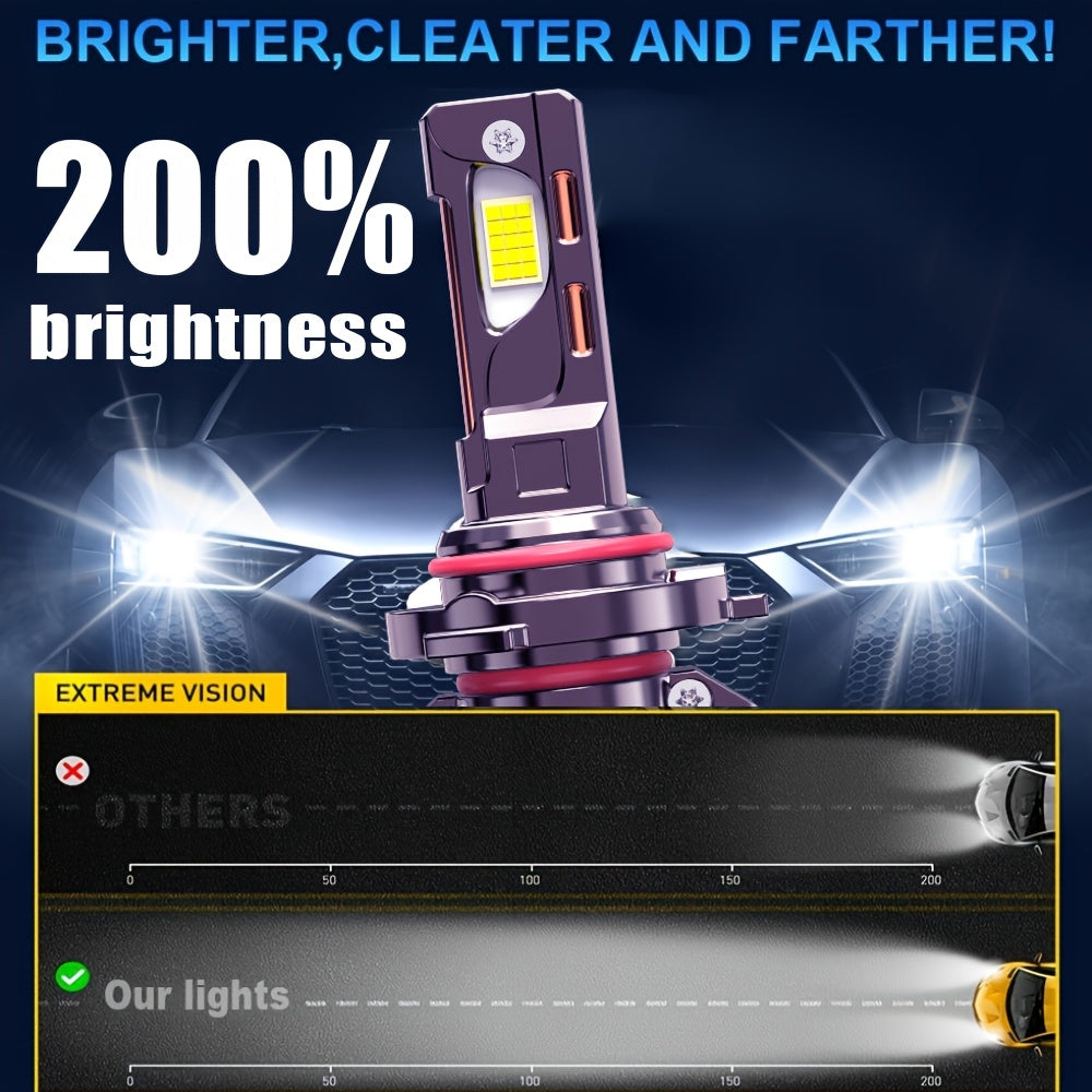 2PCS LED Car Lights - 9012/9006/9005, H11/H7/H4/H1 - 40000LM, 350W High/Low Beam, 6500K Cool White Light, 12-24V, No Battery Needed, Fast Heat Dissipation, Shining Bright Car Headlights