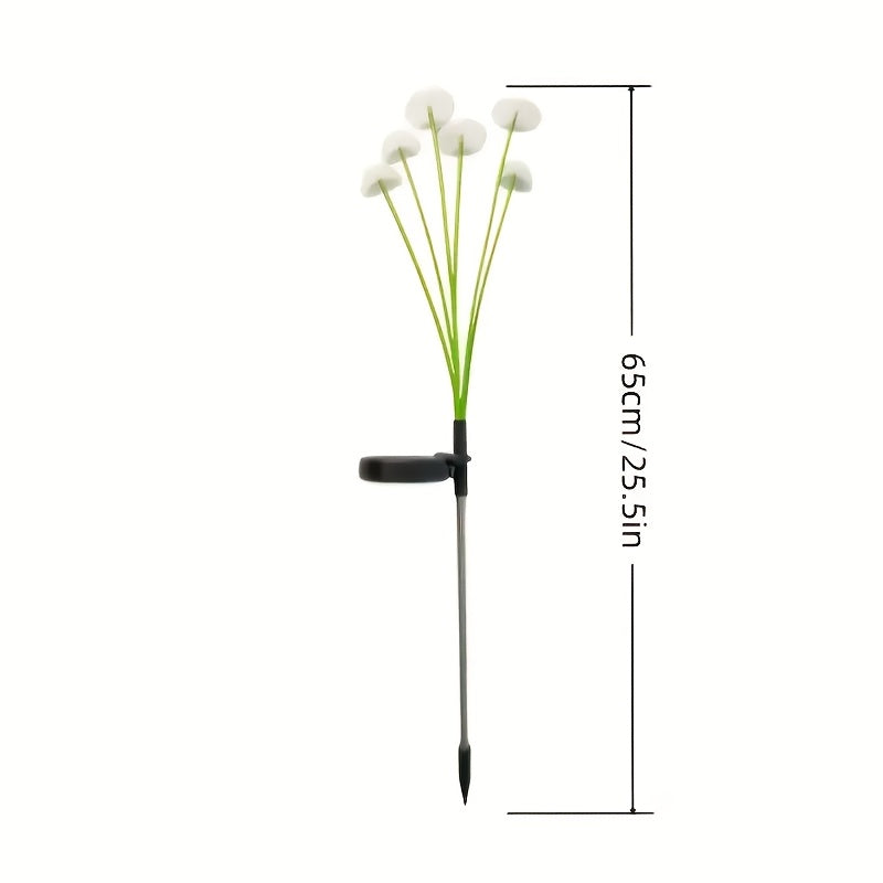 1-2个 - 6-LED太阳能智能花园灯，水母灯和蘑菇灯，圣诞风格设计，节日装饰，适用于圣诞节和万圣节装饰，草坪灯，IP44，户外装饰，太阳能草坪灯，户外装饰灯
