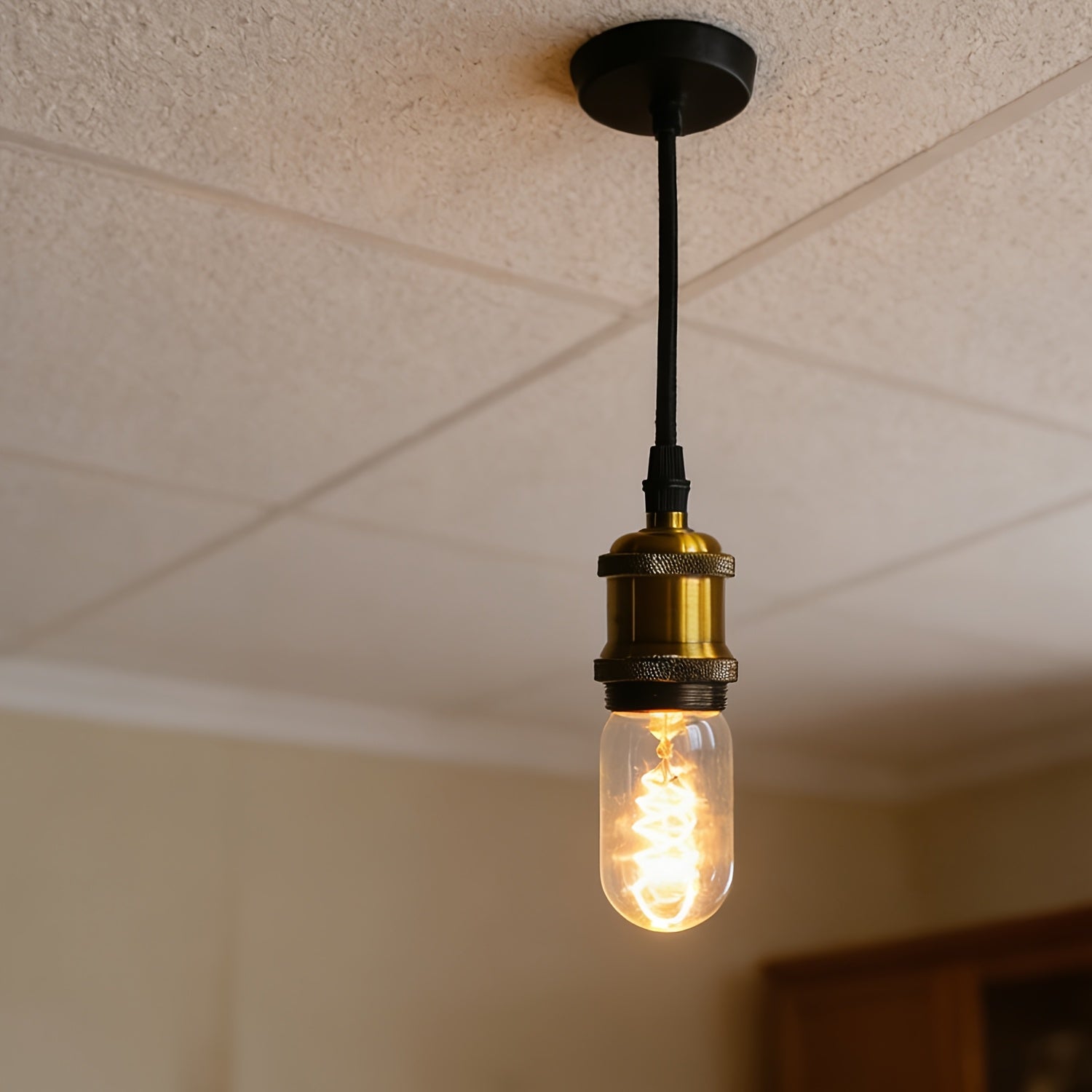 2-pack vintage Edison bulb, warm yellow light 2300K E26 screw base dimmable bulb, T14 T45 tubular LED tube, AC 120V, clear glass cover