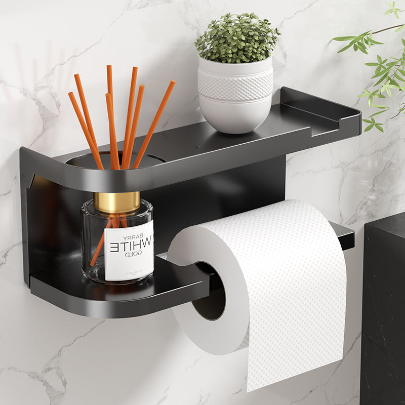 1pc Self-Adhesive Wall Mount Toilet Paper Holder & Bathroom Shelf - Easy Install | Modern Bathroom Decor | Moisture-Resistant, Bathroom Storage & Organizer