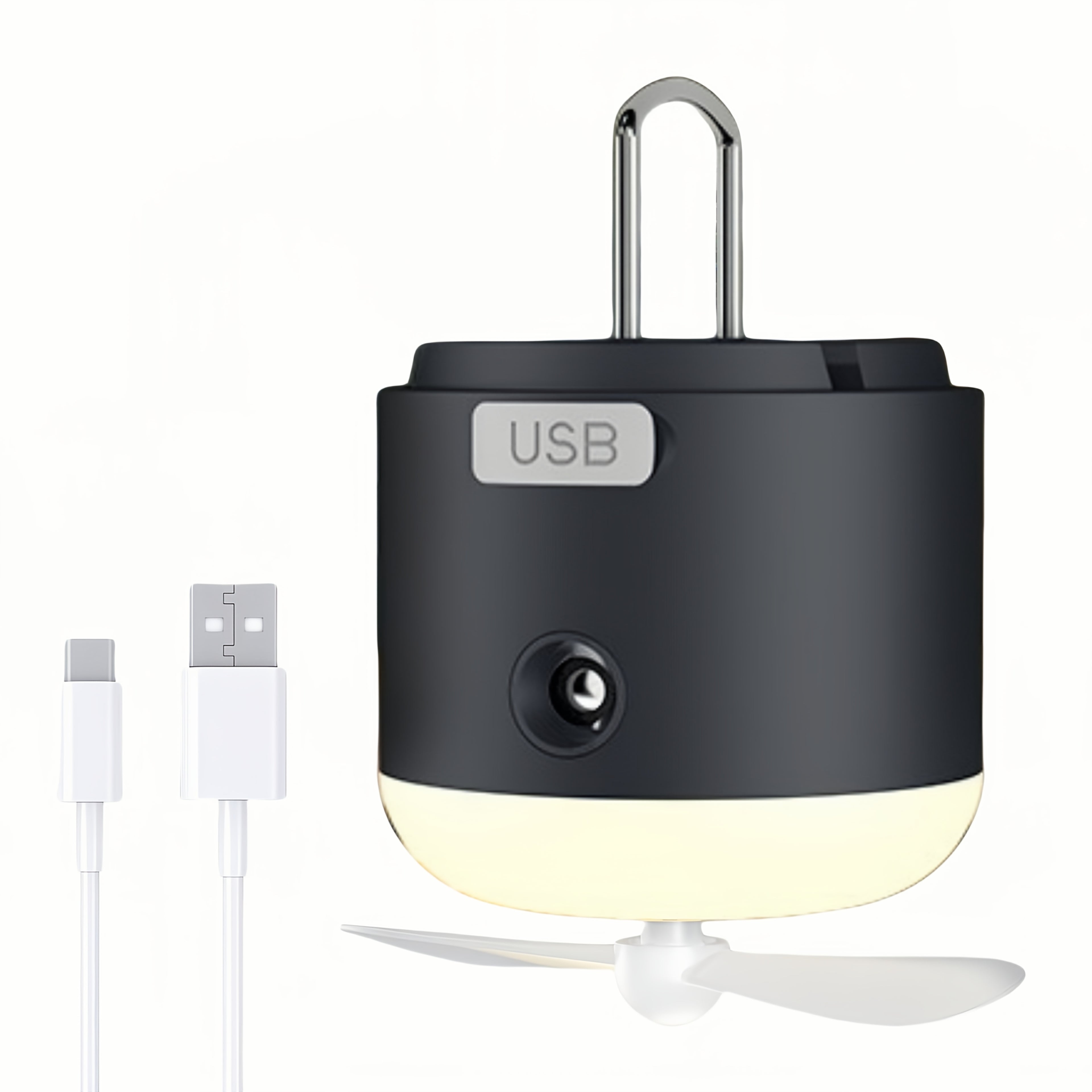 Portable Camping Fan with Night Light, Rechargeable Battery, Detachable Blades, Dual Function Mini Camping Light & Fan, Ideal for Outdoor Camping, Tent and Canopy Use