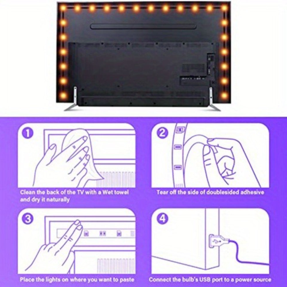 LQHZMYY 5V 5050 LED灯带，3键调光，电视背景氛围灯，适用于客厅和卧室霓虹灯带，万圣节装饰/圣诞节装饰/节日新奇照明，输出：, 霓虹灯, 电视背光, 电视背光, 节日装饰, 装饰照明, 现代霓虹, 塑料外壳, 柔性条带, 智能照明, 室内设计师, 假日购物者