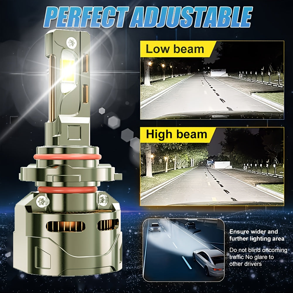 2PCS Super Bright LED Headlight Bulbs 51200LM, 300W High Power 7500K, for Motor Vehicles 9005/HB3, 9006/HB4, H11/H9/H8, H4/9003, H1, H7/H18, 9012/HIR2 Aluminum, Improves Night Driving Safety, External Driver
