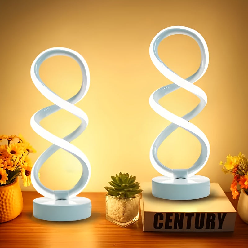 Classic retro spiral table lamp set (4/2/1-pack), three-color dimmable, USB powered, durable metal material, multi-room decorative light, suitable for bedroom, living room, study, hotel, office bedside lamp