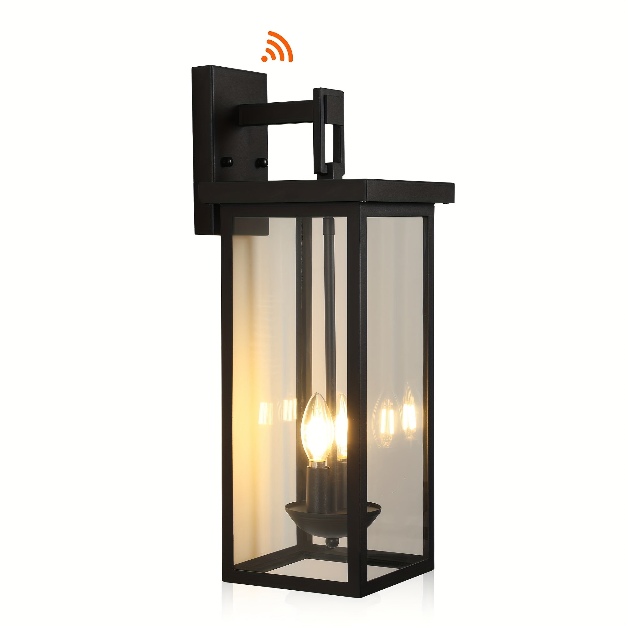 22-Inch (Height) Outdoor Wall Light with Dusk to Dawn Sensor, Matte Black Finish, Clear Glass Panel, Weather Resistant, Suitable for Halloween Porch, Courtyard, Garage (Bulb Not Provided)