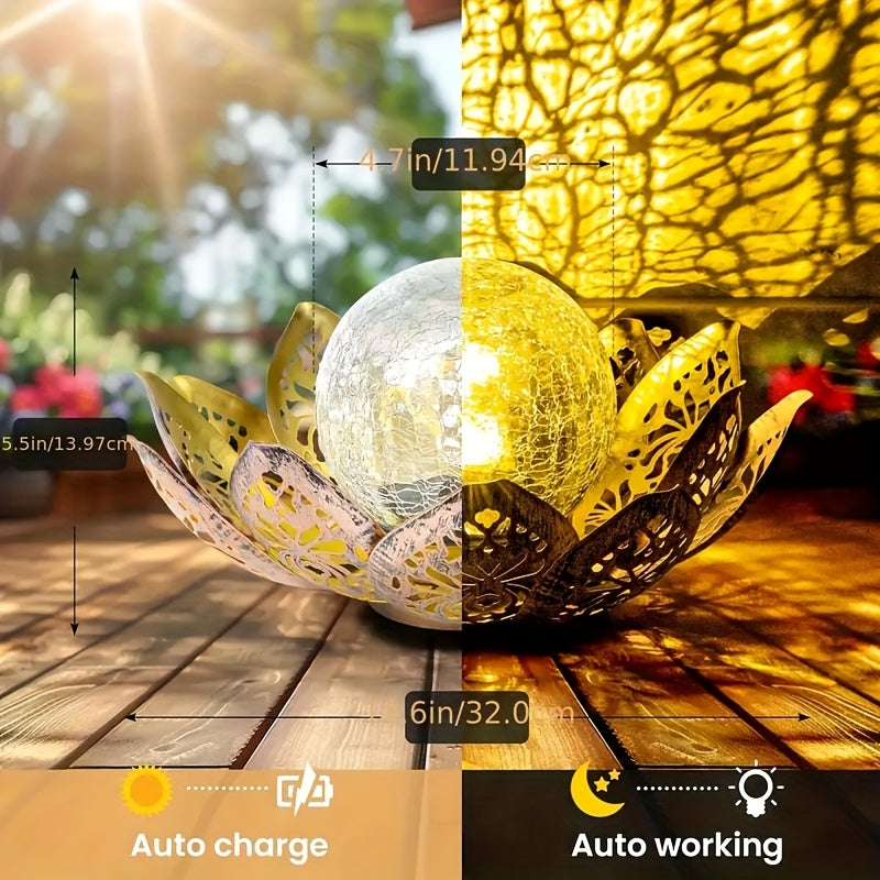 Solar Lotus Flower Light, Wrought Iron Design, Outdoor Statue Light, Landscape Decorative Light, for Villa, Garden, Lawn, Courtyard