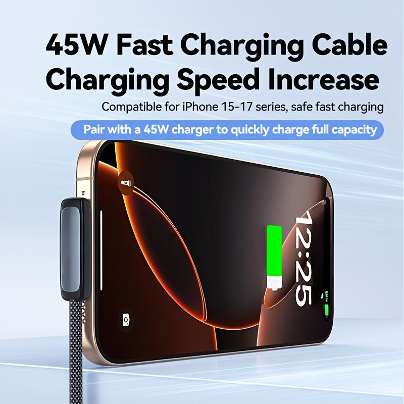 [Type C Charger Block Adapter] 45W Fast Charging Cable, Type C Charger, 90° Right Angle Type C to Type C Cable Braided, for iPhone 15-17series Only- Perfect for Halloween, Christmas, Holiday Gift