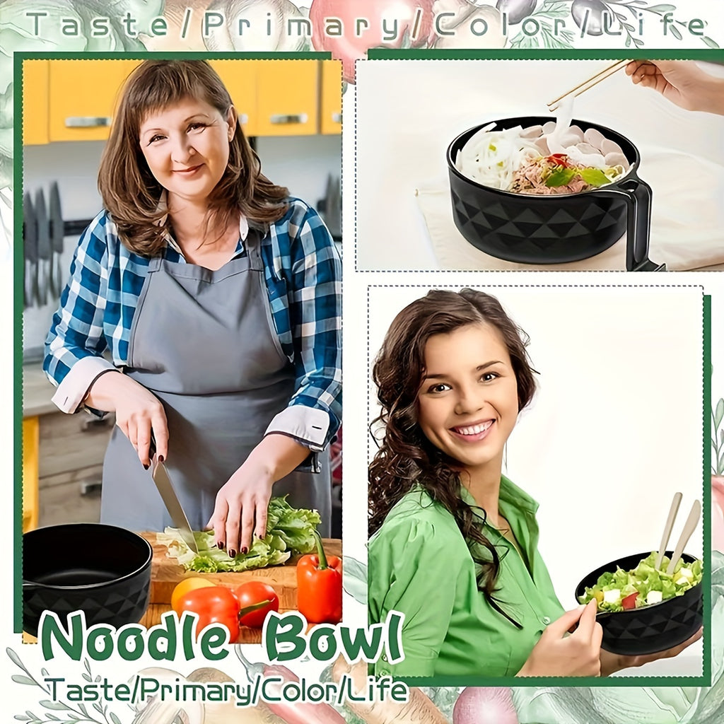 New Microwave-Safe Plastic Ramen Bowl Set – Instant Noodle Soup Cup with Chopsticks, Essential for Dorm Fast Food, Dishwasher Safe, Perfect for Home, Outdoor Picnics & Parties