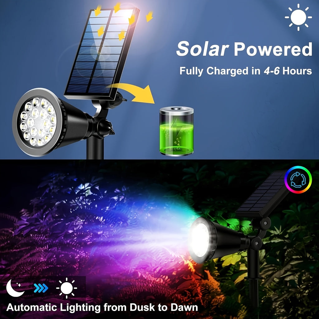 1 set 18-LED solar outdoor tree light, 18-LED home garden landscape spotlight, courtyard tree lighting, IP44 hallway ambiance path light, suitable for landscape lighting in gardens, yards, avenues, trails, sidewalks and other scenes