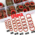 136-Piece Oil Drain Plug Gasket Seal Kit – M6/M8/M10/M12/M14/M16 NBR Rubber Metal Sealing Washer, Leak-Proof Drain Plug Seal Replacement, for Car/Truck/Hydraulic Systems, Heavy-Duty Gasket Set with Storage Case, Truck Maintenance