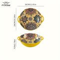 NTKOW 1 Piece Bohemian Style Large Soup Bowl / Soup Pot! Extra-Large Size with Double Ear Handles, Microwave Safe. Ideal for Family Soups or Gatherings. Suitable for Sea Shipping – Sturdy Design Ensures Transport Safety