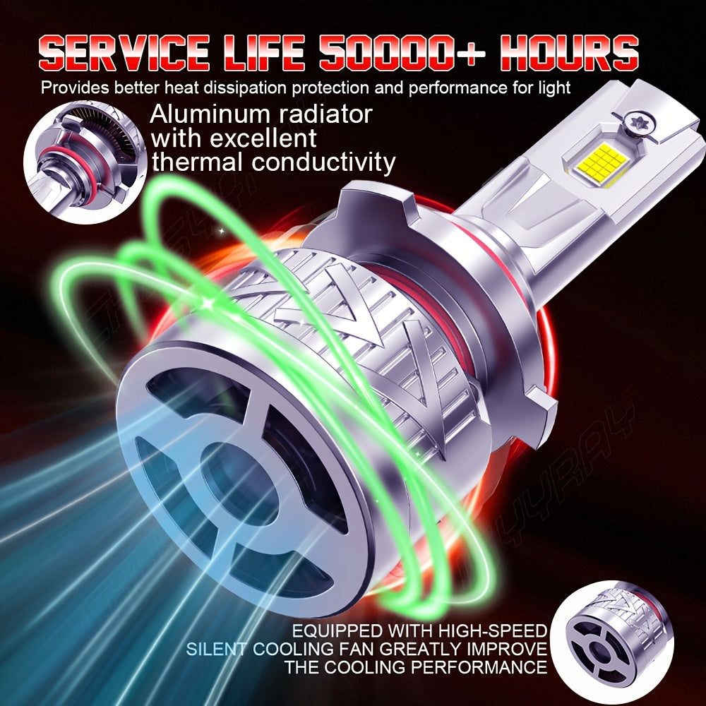 2PCS LED Headlight Kit, Compatible with H11/H7/H4/H1, 9005/9006/9012 - 56000LM, 6500K Cool White Fog Light, 300% Brightness Increase, 300W Power, Suitable for Various Environments and Car Models