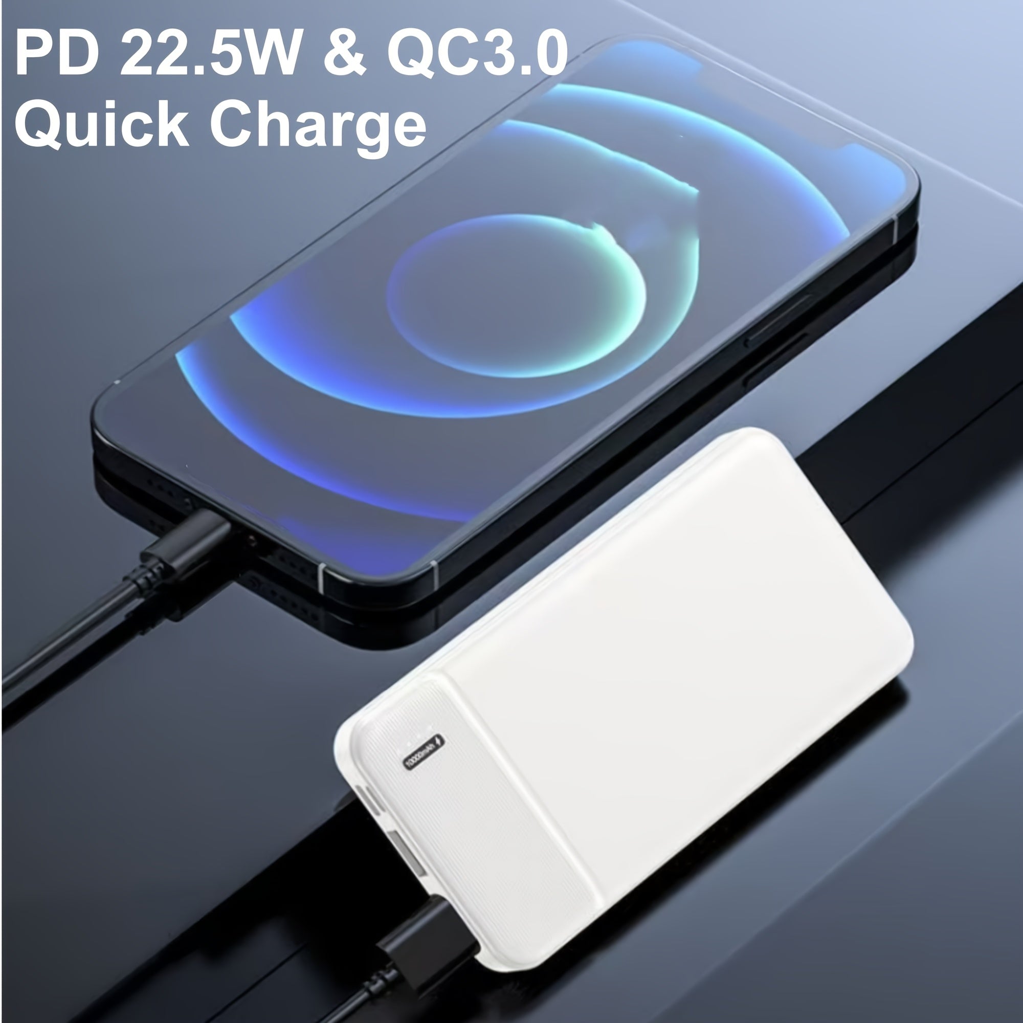 Power Bank 10000mAh Portable Charger USB-C In/Out, PD 22.5W Battery Pack Back Up Phone Charger, Camping Outdoor Power Supply With 3 Outputs 2 Inputs. Gifts Choice For Men Women