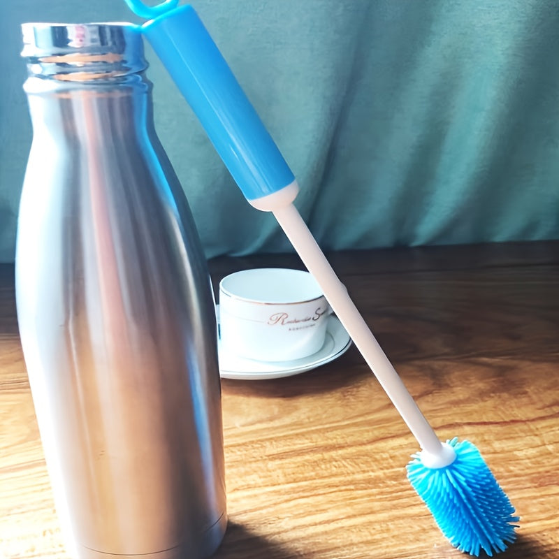 Multifunctional Household Silicone Cup Brush, Long Handle 360° Rotating Cleaning Brush, Ideal for Milk Bottle Coffee Cup Jar Kitchen Cleaning
