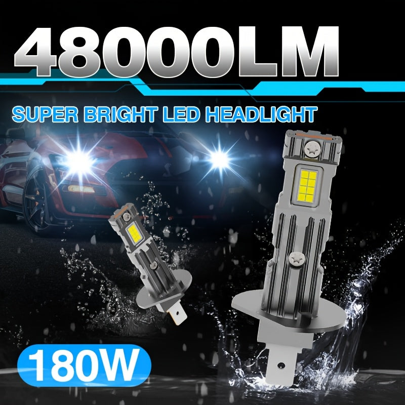 2-Pack H1 H3 LED Car Headlight Combo Kit 6000K Cool White 800% High Brightness LED Low Beam/High Beam 1:1 Mini Size Plug-and-Play High Performance Bulbs Driver Upgrade