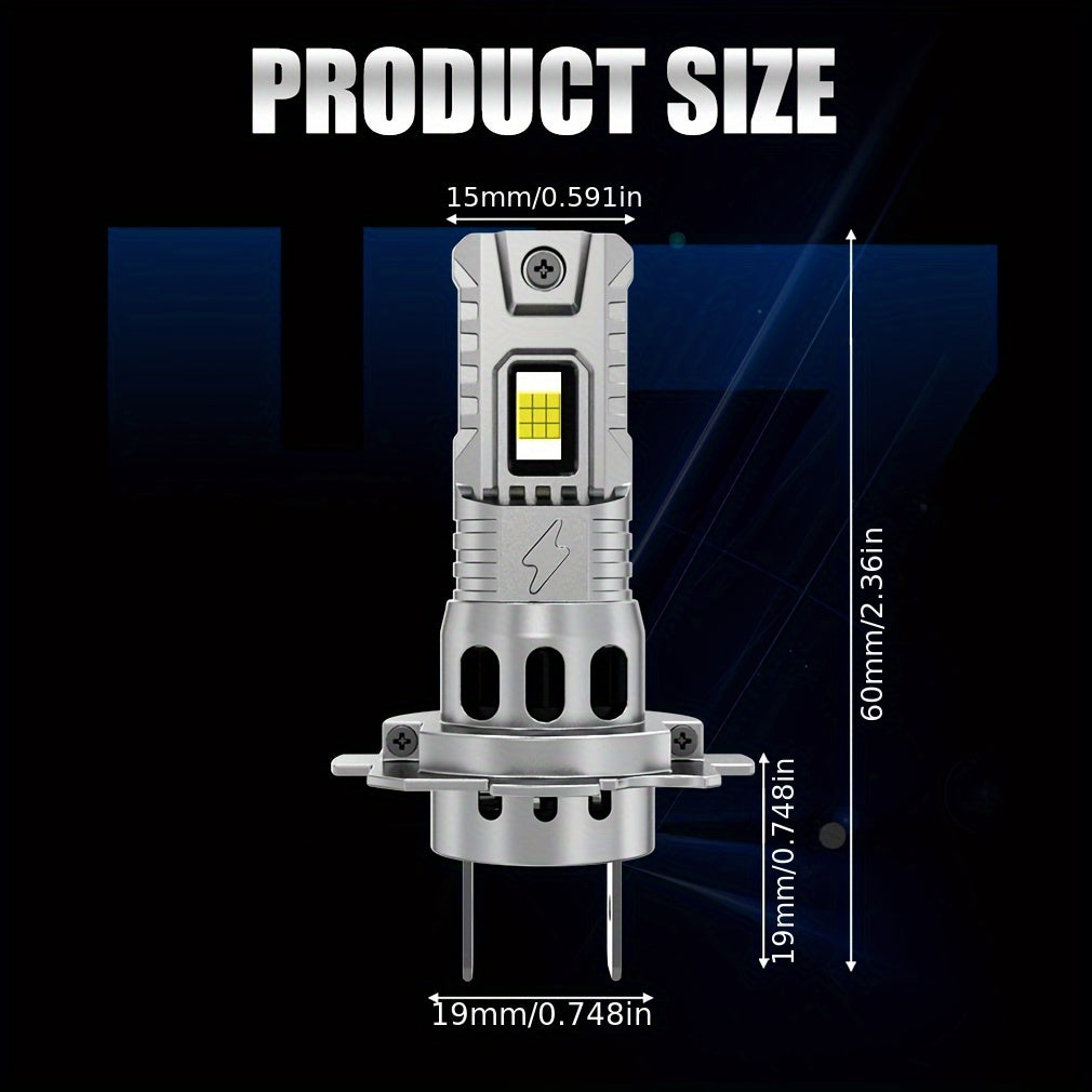 2 Pcs H7 LED Headlights Easy to Install, High Lumen (20000LM), for Car 100W 20000LM Super Bright, 12V Aluminum Car Headlights, Turbo Mini Design, Fan Cooling, for Motor Vehicles, Hardwired, No Battery Needed