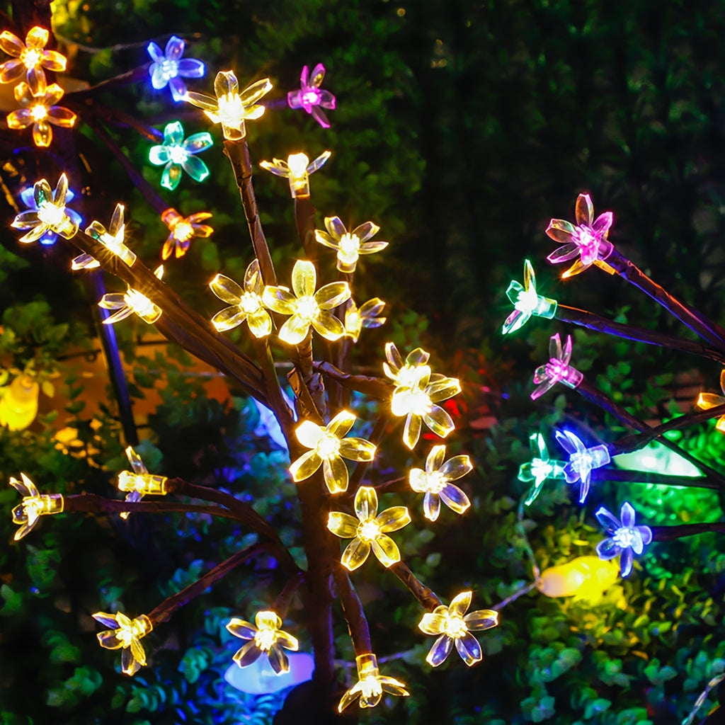 1pc/2pcs Solar Branch Cherry Blossom Light, Christmas Outdoor Courtyard Decorative Cherry Blossom LED Ground Insert Light Suitable for Garden Lawn Courtyard Patio Decoration, Path, Perfect Christmas Holiday Party Decoration Gift