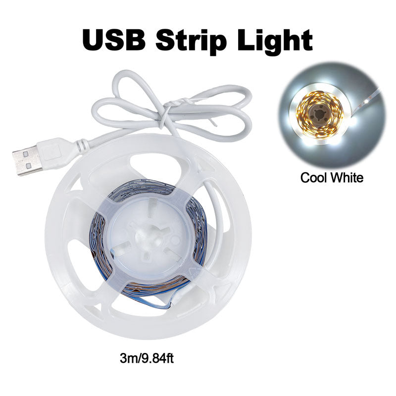USB LED燈條，冷白光和暖白光 - 長度可選，簡易安裝，打造舒適臥室、充滿活力的客廳、現代廚房和創新辦公室