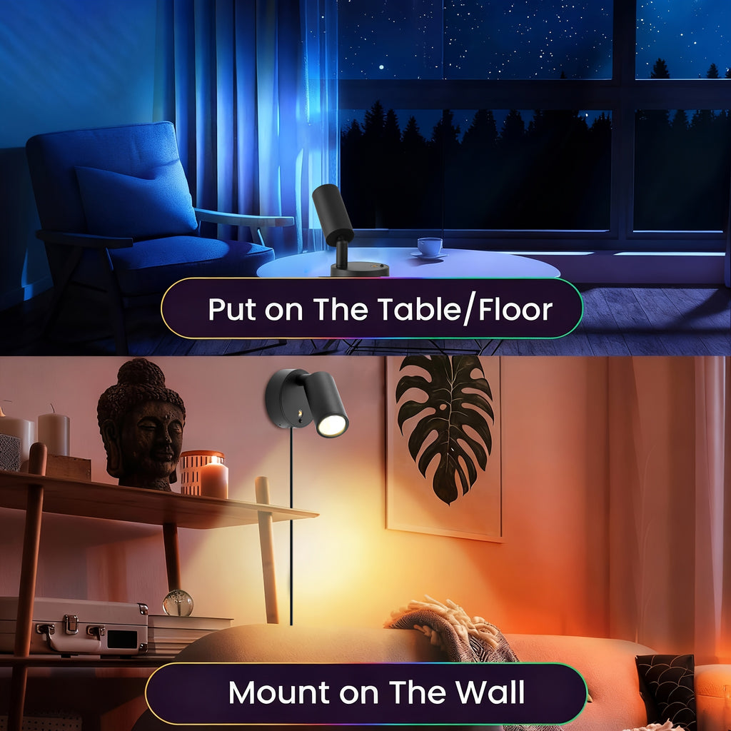 RGBW Indoor Spotlight, Multi-Color Changing Wall Light with Touch and Remote Control, Mini Spotlight, Dimmable LED Plant Spot Light, Art Decorative Light