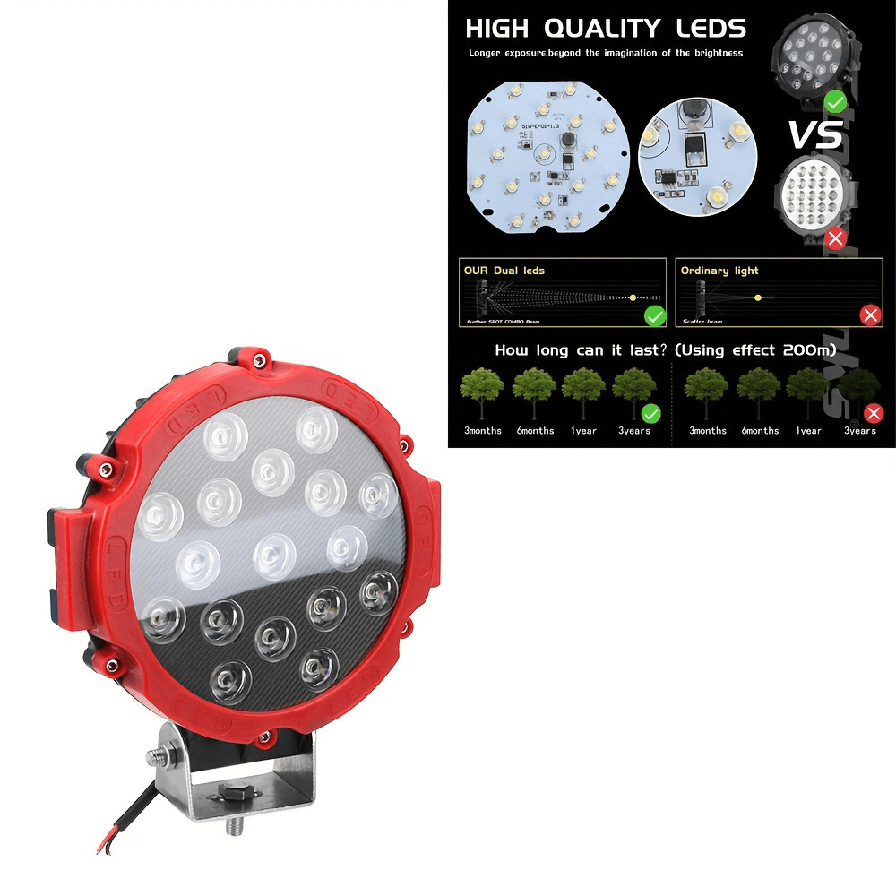2-pack 12V 51W high brightness LED spotlight, car headlight, work light, suitable for trucks, jeeps, hummers