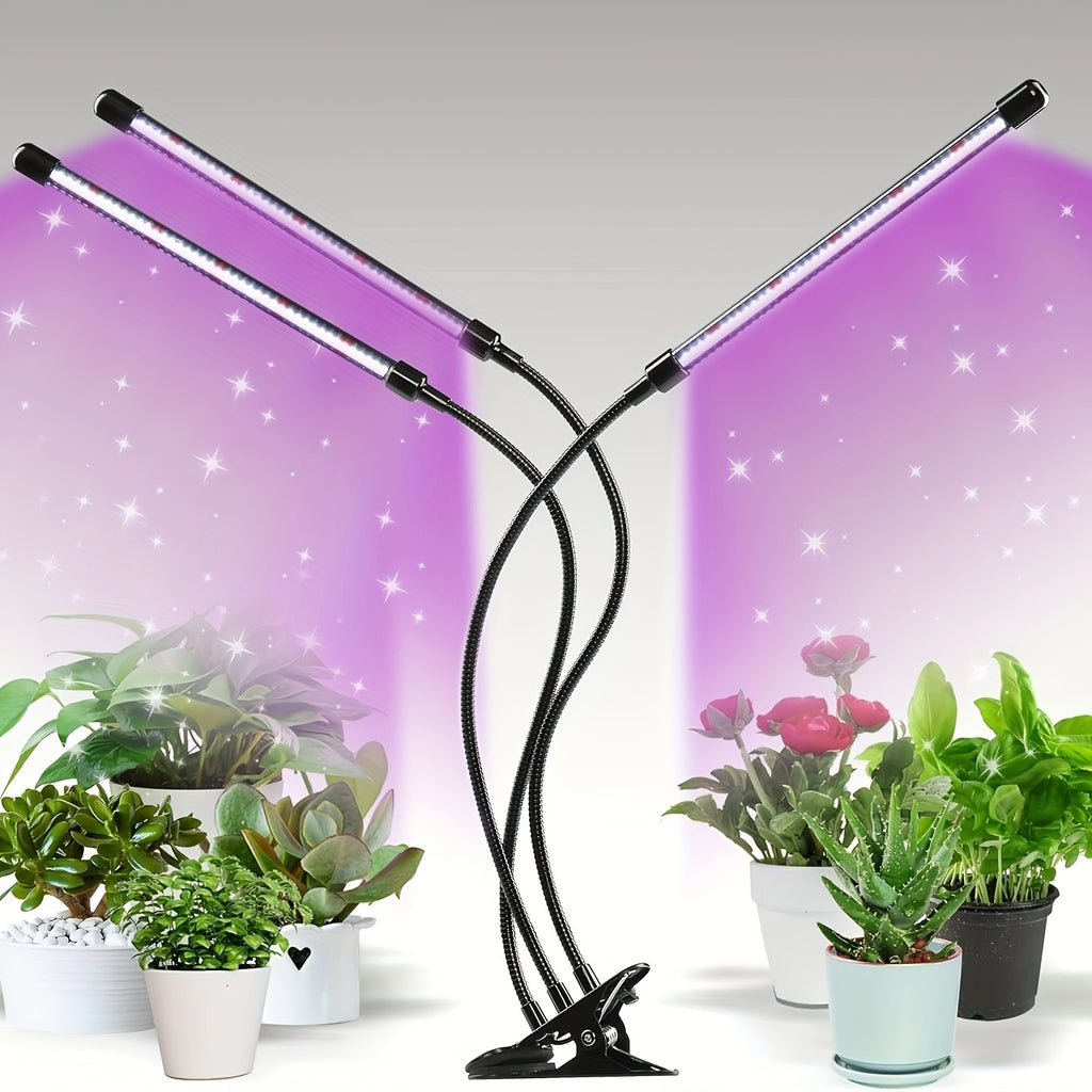 1/2/3/4-tube indoor plant LED grow light, 6000K full spectrum white light and red light, clip-on plant fill light, 5-level dimming, automatic timer switch (4, 8, 12 hours), USB powered, plant grow light