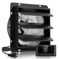 VEVOR 12"/14" Shutter Exhaust Fan, Wall-Mounted Attic Vent Fan, Smart Programmable Variable Speed Temp Control, EC Motor, Timer, for Shed/Garage/Greenhouse Ventilation Cooling, Black
