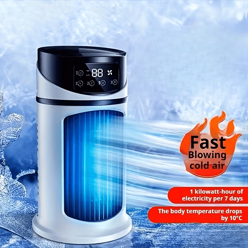 2026 Upgraded Portable Air Conditioner, 6-Speed Cooling Fan with 7-Color Ambient Light, Quiet Humidifying Fan, 3-in-1 Mini Cooler, Compact Cooling Device for Home Office Small Spaces, Perfect Home & Travel Gift