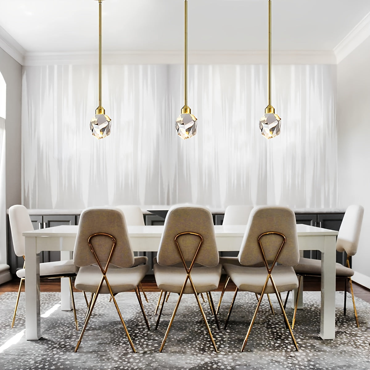 Gold crystal diamond pendant light, kitchen light fixture with lampshade, small hanging ceiling light, modern globe pendant light, suitable for living room, bedroom, bathroom, dining room, bar and home decoration