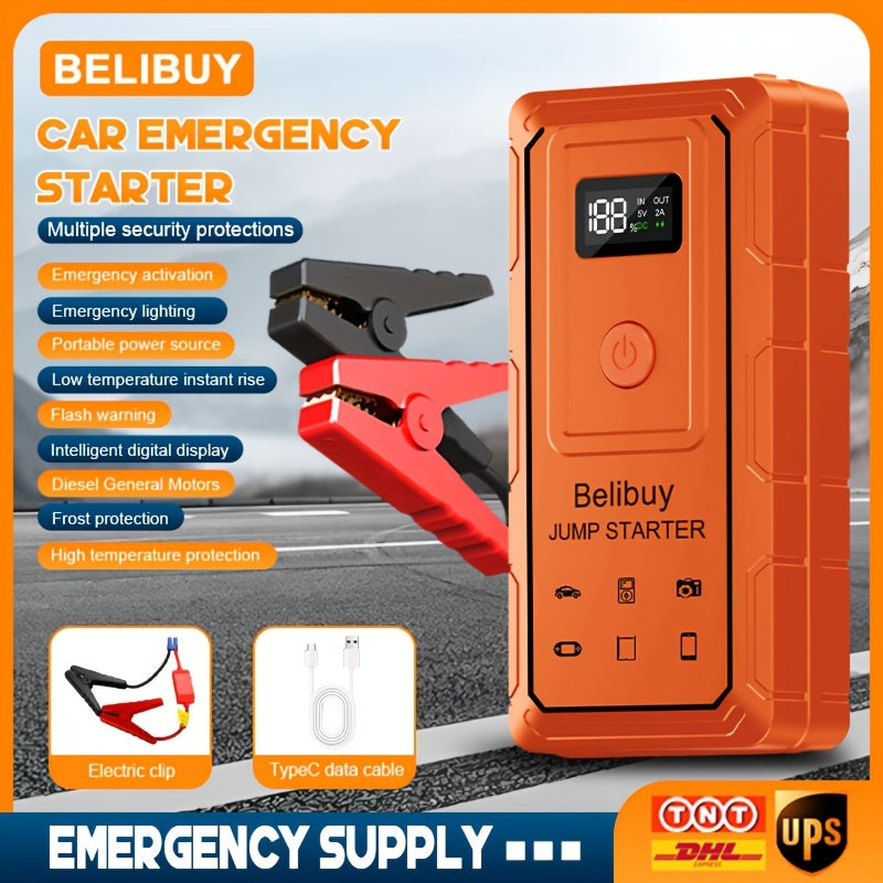 High-Power Portable Car Jump Starter | Advanced Emergency Vehicle Starter - Powerful 6000mAh Rechargeable Battery, USB Charging, for Vehicles Under 36V, Upgraded Version, Reliable Emergency Power Source