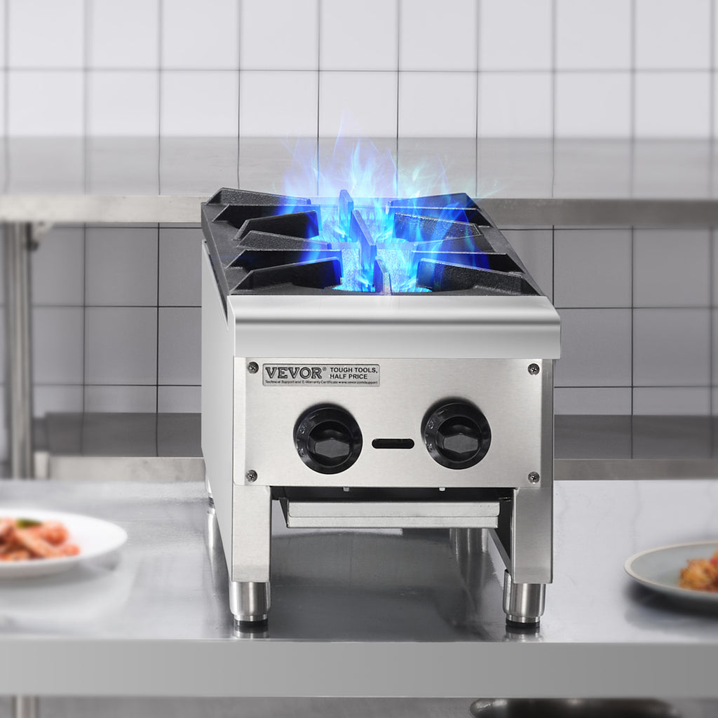 VEVOR Commercial Stove, 2-Burner Cooktop, Countertop Cooking Heating Plate, Kitchen Appliance
