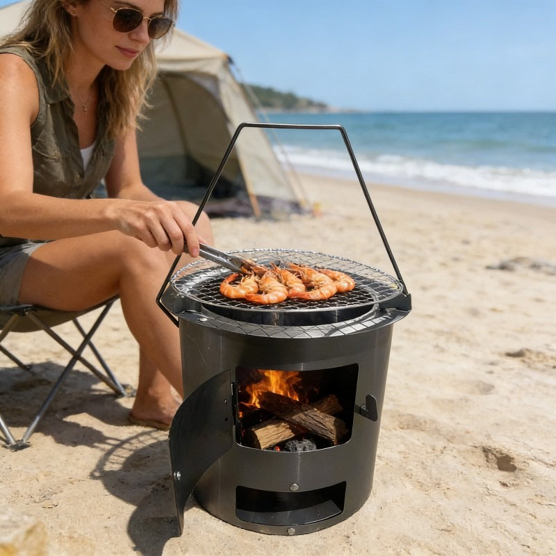 Low-Consumption Heavy-Duty Wood Stove, Low Fuel Consumption & Lower Operating Cost, Outdoor Picnic BBQ Enclosure Stove for Tea Boiling, Rural Home Heating, Cooking, Rice & Soup Cooking