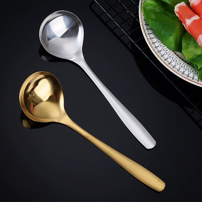 4-Piece Elegant Stainless Steel Soup Spoon Set – Long Handle, Durable & Multi-Purpose – Perfect for Hot Pot, Congee – Ideal Choice for Home, Restaurant & Food Trucks