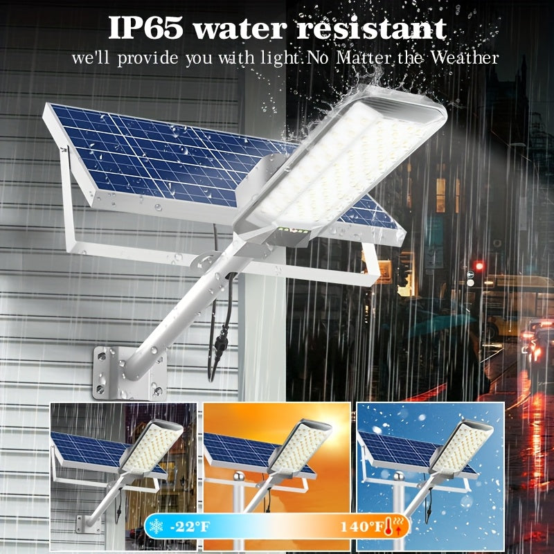 New Super Bright Solar Street Light, 240° Wide Angle Illumination, with Remote Control, 6000mAh, IP65 Outdoor Waterproof Exterior Wall Light, Semi-Flush Wall Light, Perfect for Courtyard, Pathway, Garage, Garden, Porch, Patio, Road