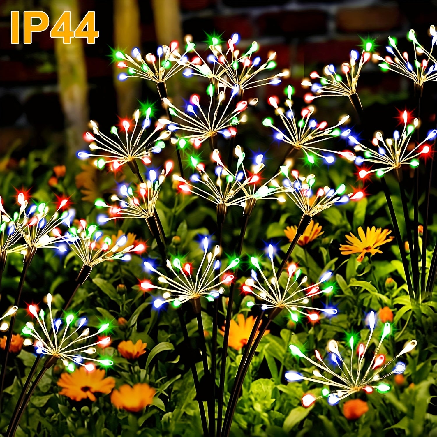1/2 Piece Colorful 120LED Solar Fireworks Light Outdoor Courtyard Decoration, 8-Mode Sunset Dawn Light Garden Path Light, Solar Starburst Light Suitable for Patio Balcony Decoration