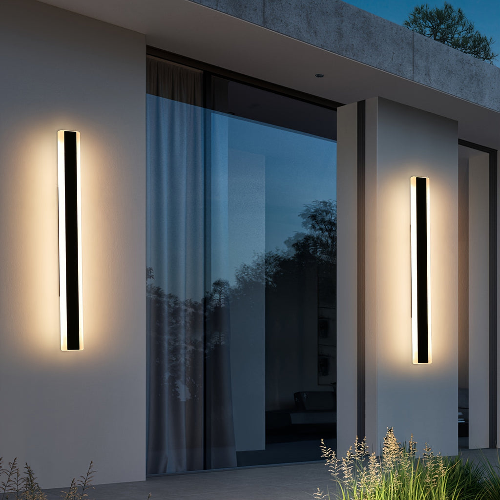 1/2-Piece Modern Outdoor Wall Light, 10%-100% Dimmable Linear Exterior Wall Light, IP65 Waterproof 3000K/4500K/6000K Long LED Wall Light with Remote Control Dimming, Heavy-Duty Hardwired Installation, Suitable for Porch, Garage